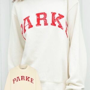 Parker Women's Cream Sweater with Red Lettering